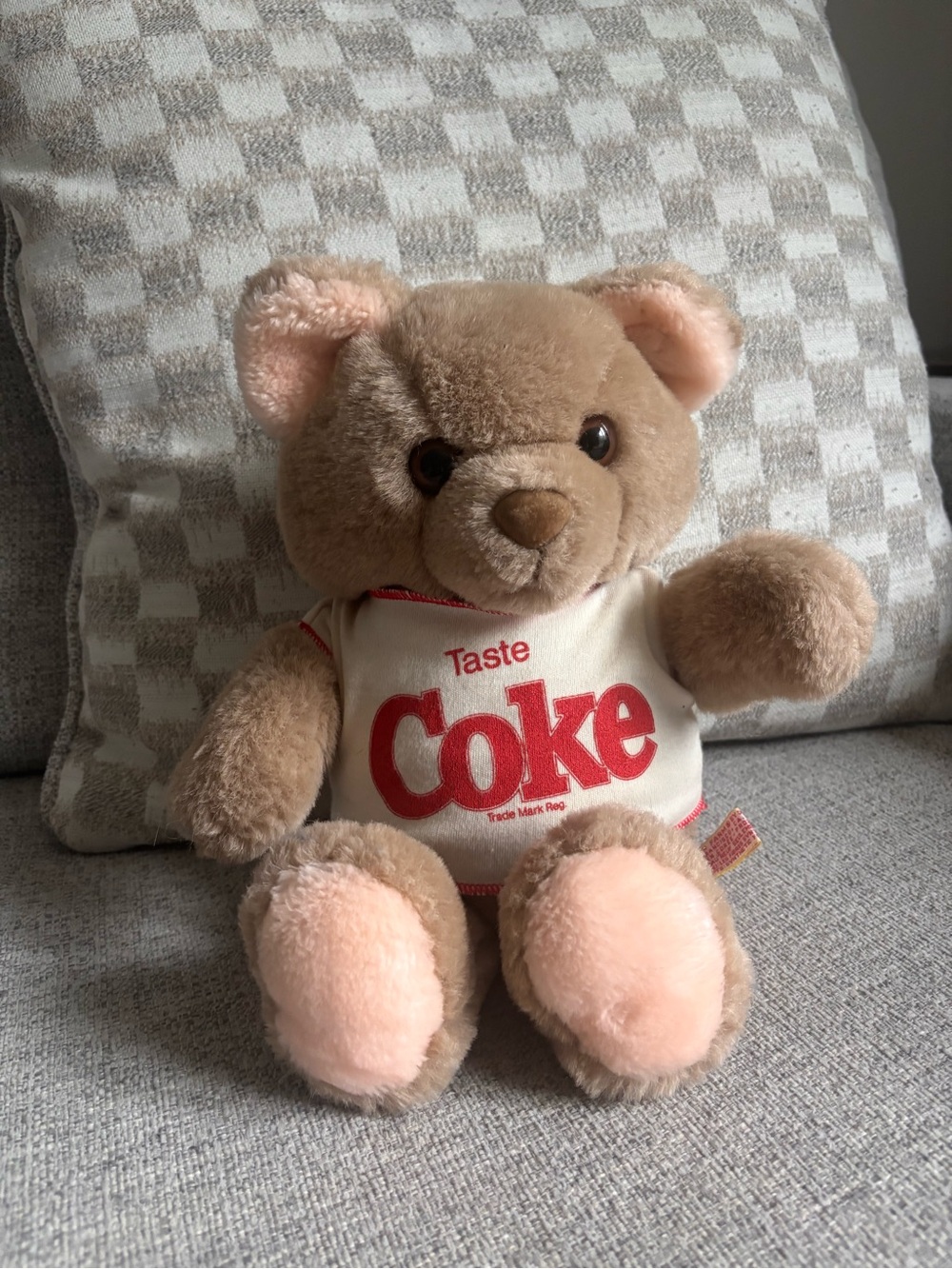 1983 Coca Cola Brown Plush Bear with Cream 'Coke' Tee and Red Logo